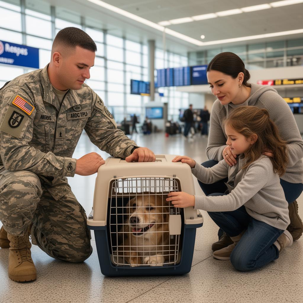 Military family saying goodbye to their pet during a PCS move