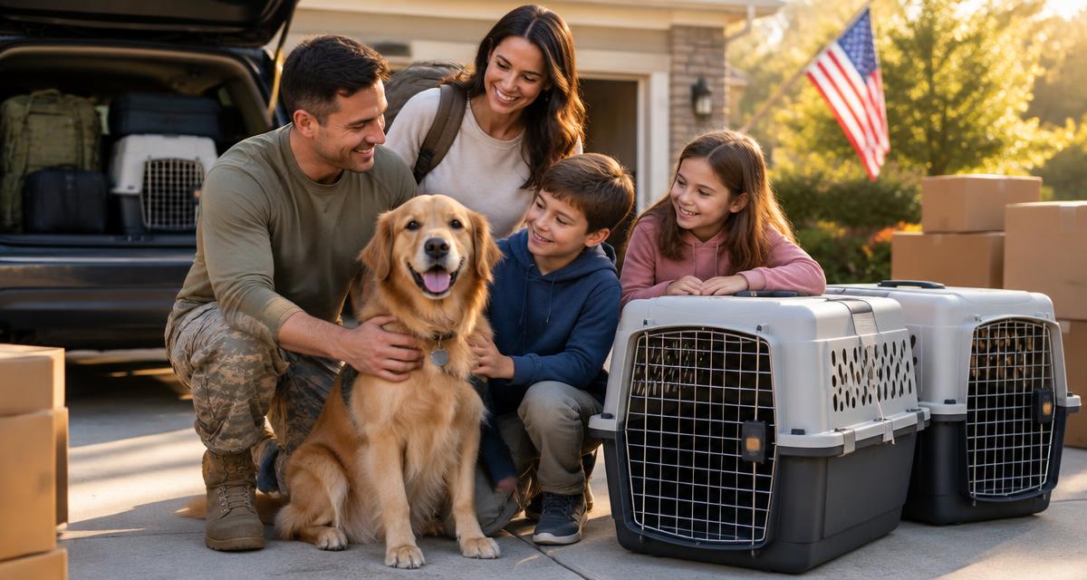 Veteran-founded pet transport team helping a military family prepare their dog's travel crate